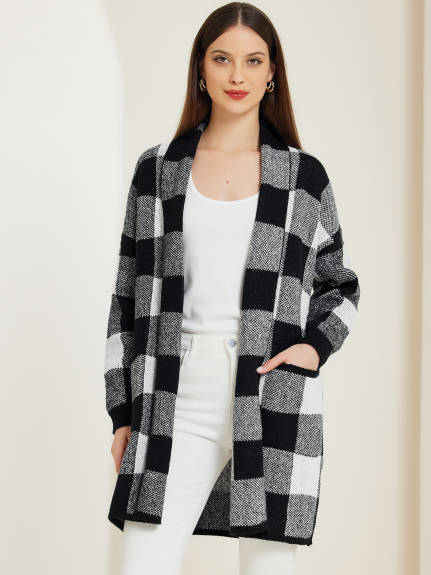 INSPIRE CHIC - Plaid Open Front Sweater Cardigan