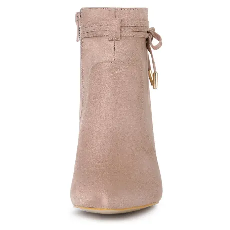 Allegra K - Bottines à bout pointu et talon épais avec fermeture éclair