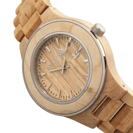 Earth Wood - Montre-bracelet Cherokee avec date agrandie - Kaki/Tan