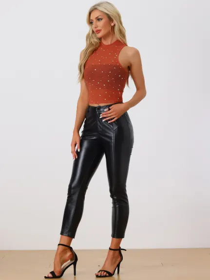 Allegra K- Star Mesh See Through Tank Top