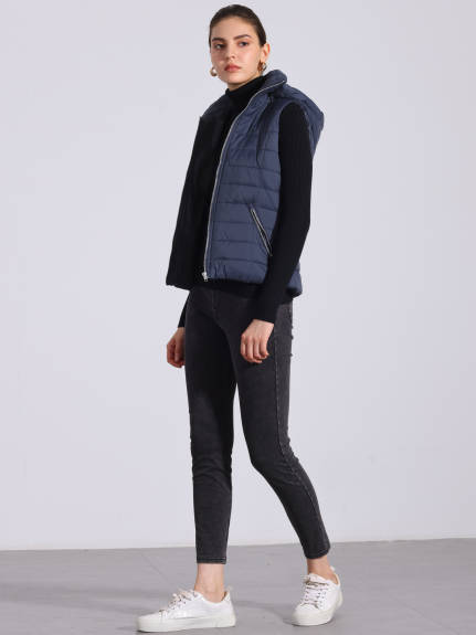 INSPIRE CHIC - Sleeveless Quilted Winter Hoodie Vest