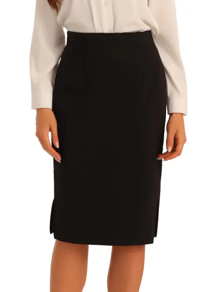 Allegra K- Knee Length High Waist Pencil Skirt