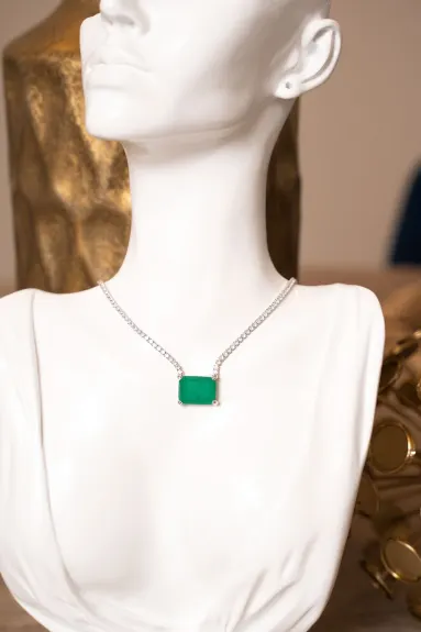 Jewels By Sunaina - RECTANGLE Green Tennis Choker