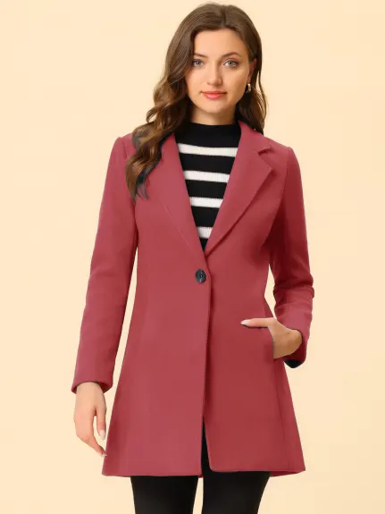 Allegra K- Classic Notched Lapel Long Overcoat