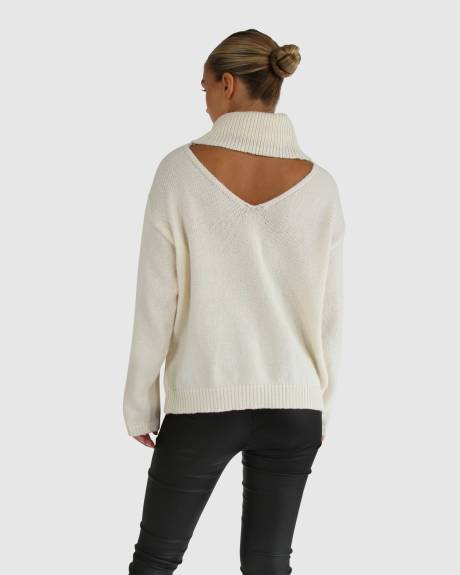 Belle & Bloom Right Here Waiting Open Back Knit - Charcoal