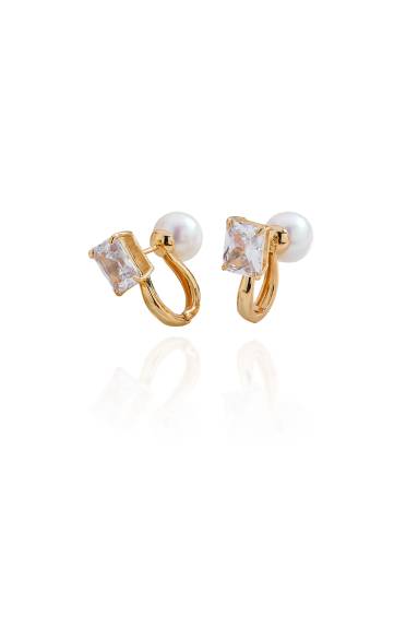 Classicharms-Gold Pearl Zirconia Multi-wear  Earrings