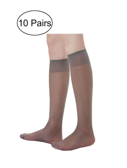 Allegra K- Women's Silky Sheer Reinforced Toe Stockings 10 Pairs