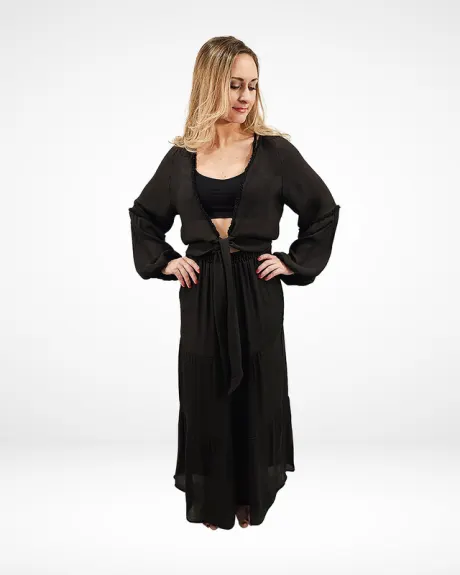 Urban Lux Wrap Top & Pull On Tiered Skirt Set