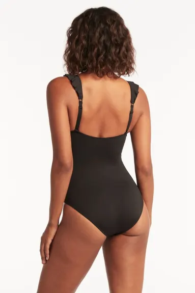 Sea Level Swim  Eco Essentials Frill One Piece Swimsuit