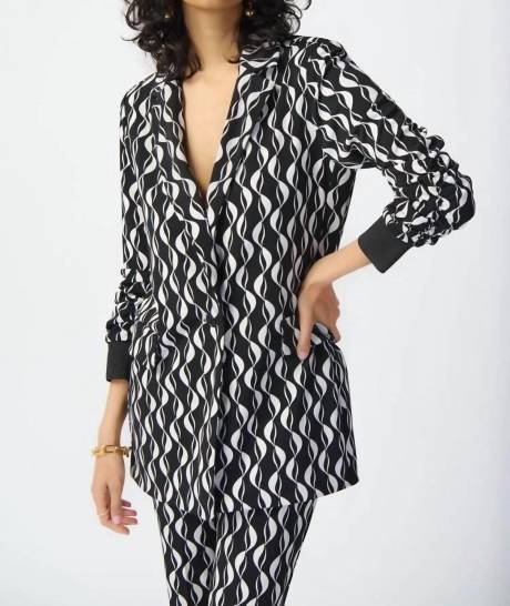 Joseph Ribkoff - Geometric Print Silky Blazer