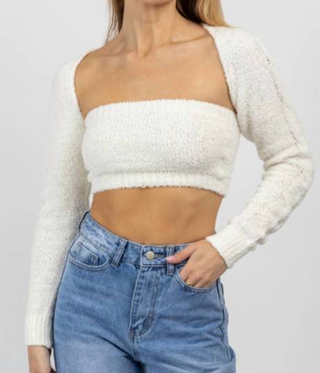 OLIVACEOUS - Match Made Fuzzy Bolero Top