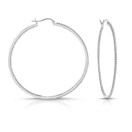 Rachel Glauber Colored Cubic Zirconia Slim Large Hoop Earrings