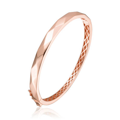 Genevive Sterling Silver 18k Rose Gold Plated Bangle Bracelet