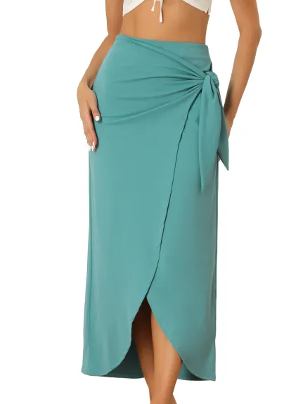 Allegra K- Boho High Waist Beach Tie Waist Wrap Skirt