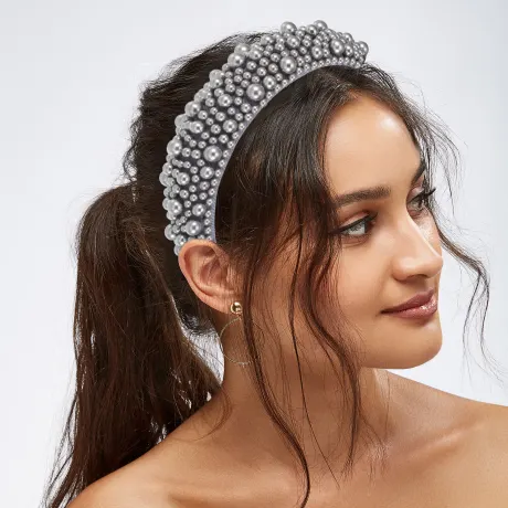 Unique Bargains - Bandeau rembourré à large bord avec fausses perles