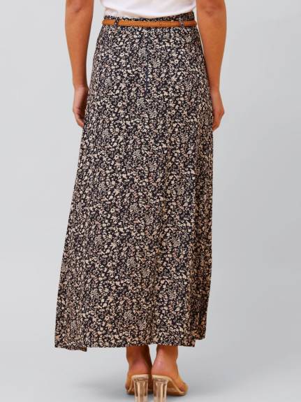 Annick - Cassie Long Skirt Ditsy Print Belt Included