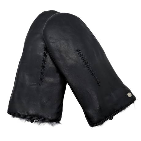 CLUB ROCHELIER LADIES LEATHER MITTEN WITH EXPOSED FAUX FUR LINING