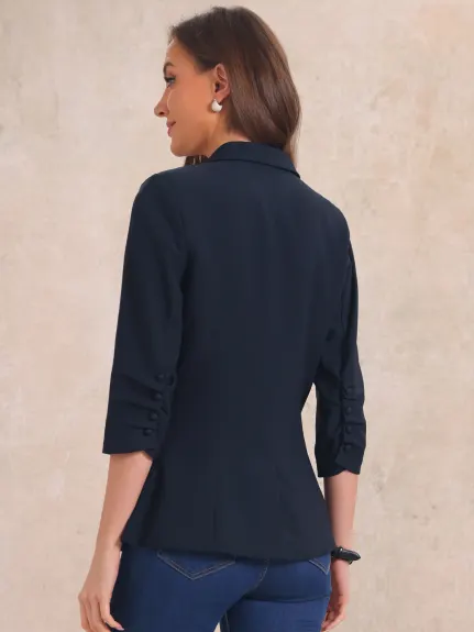 Allegra K- 3/4 Sleeve One Button Lapel Blazer