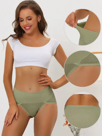 Allegra K- Ribbed High Waist Tummy Control Underwear