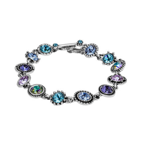 Blue Purple Charm Bracelet made with Quality Austrian Crystals - MICALLA