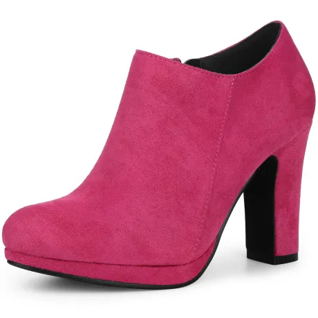 Allegra K - Round Toe Platform Zip-up Ankle Booties