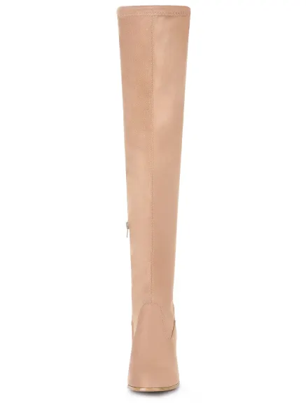 Allegra K- Chunky Heel Tied Over the Knee High Boots