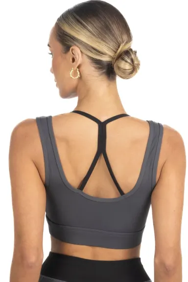 Akalia Cleo Color Block Activewear Sportsbra in Black