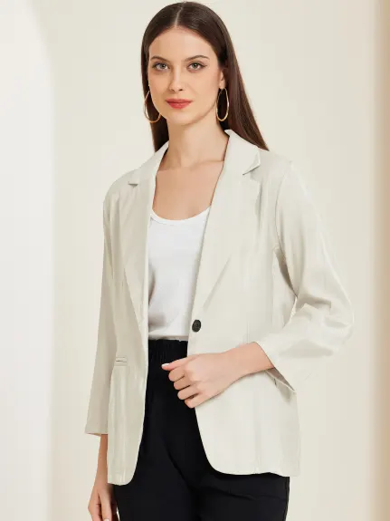 Allegra K - Solid Lapel Button Work Blazer