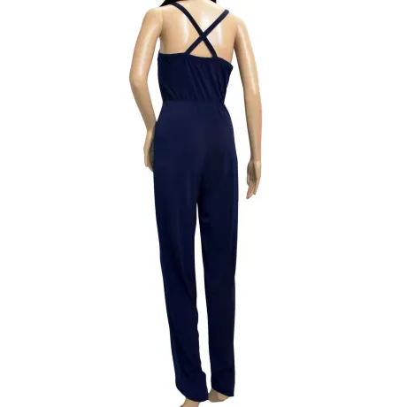 bebe - Women Ruffle Trim V-Neck Sleeveless Jumpsuit