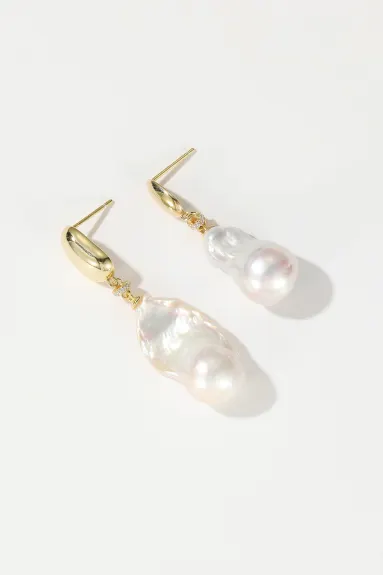 Classicharms-Doris Natural Baroque Pearl Drop Earrings