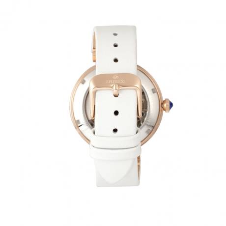 Montre squelette automatique Empress Adelaide avec bracelet en cuir - Blanc