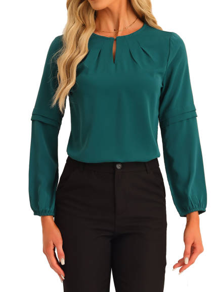 Allegra K - Keyhole Neck Long Sleeve Elegant Blouse