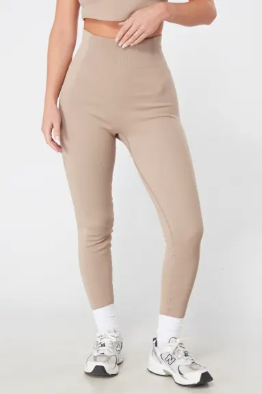 Twill Active Ribbed Legging - MOCHA