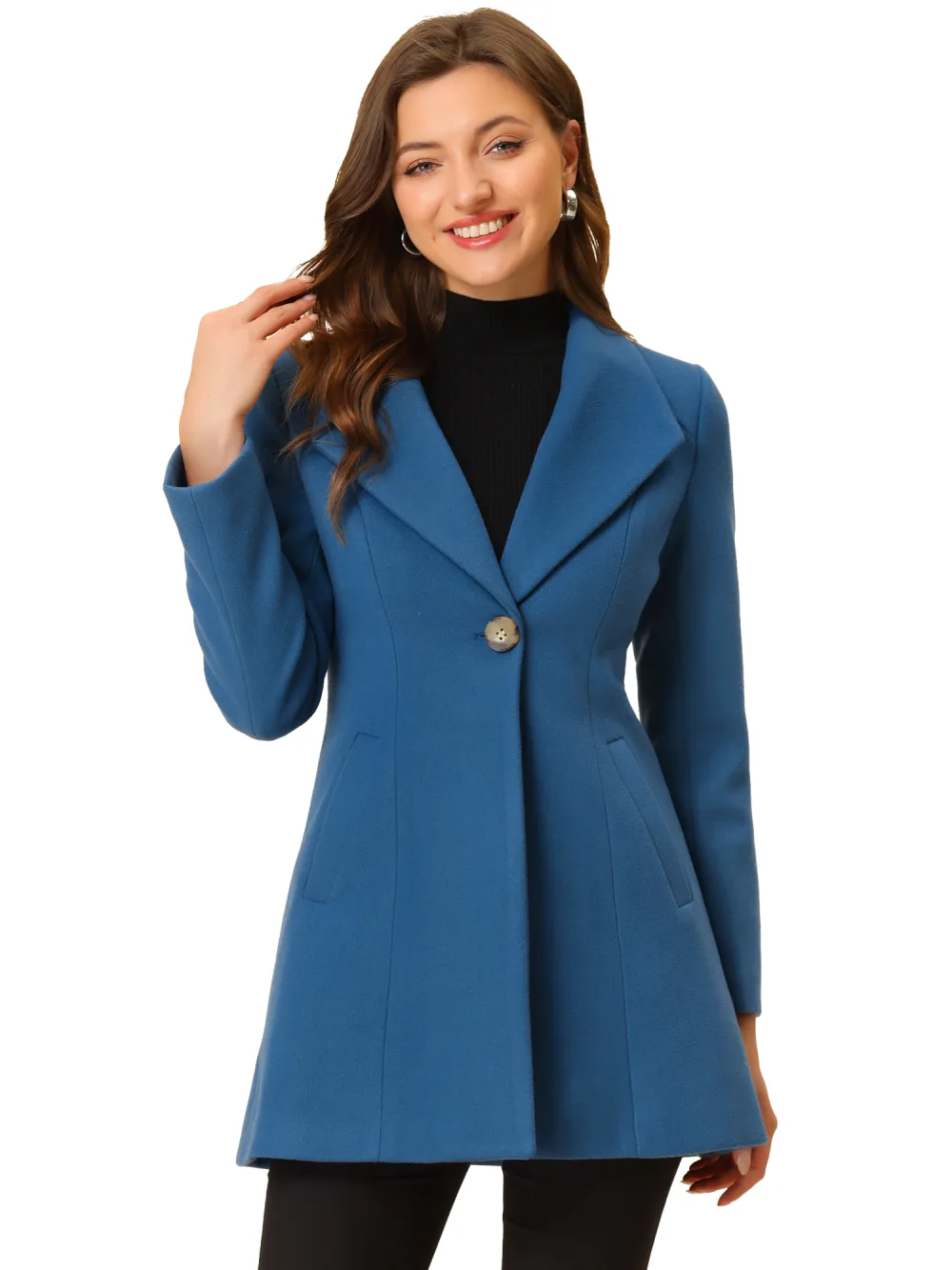 Allegra K- Shawl Collar Button Long Overcoat