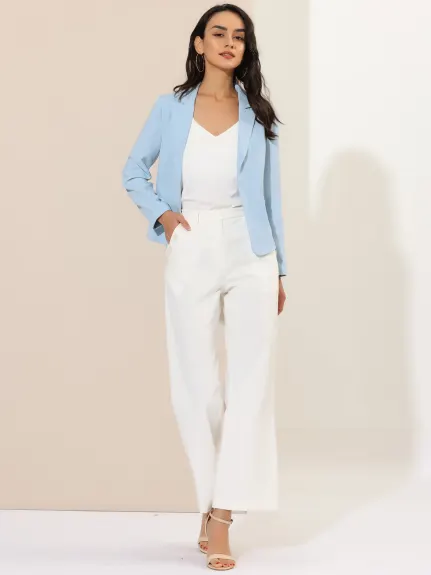 Allegra K- Open Front Casual Crop Suit Blazer Jacket