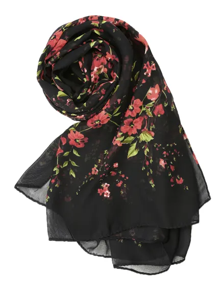 Allegra K- Floral Chiffon Long Scarf Wrap Shawl