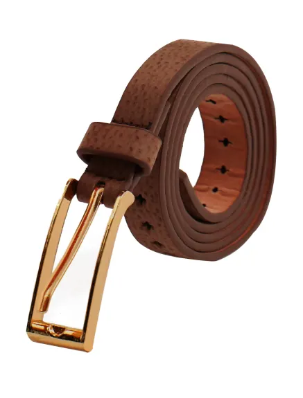 Allegra K- Skinny Leather Belt Hollow Cross Alloy Buckle