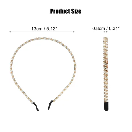 Unique Bargains- 2 Rows Rhinestone Hairband Headband