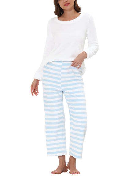 cheibear - Long Sleeve Winter Warm Flannel Pajama Set