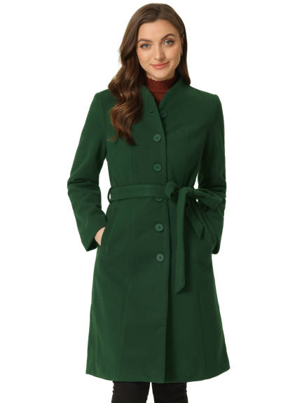 Allegra K- Collarless Single Breasted Tie Waist Coats