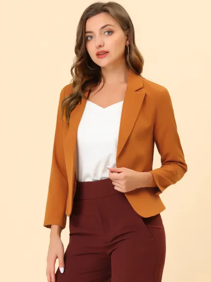 Allegra K- Open Front Crop Suit Blazer Jacket