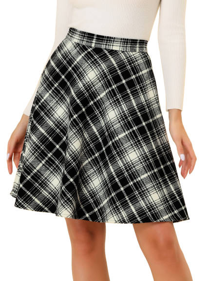 Allegra K - Plaid Tartan Knee Length A-Line Skirt