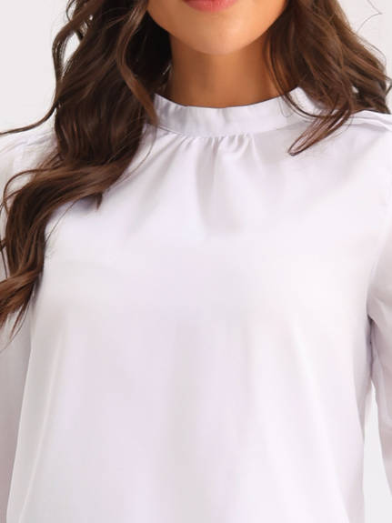 Allegra K- Chiffon Mock Neck Shirt Blouse