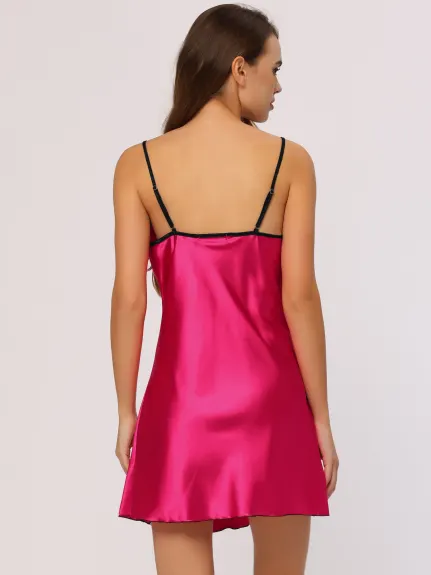 Cheibear - Satin Lingerie Dress Mini Nightgown