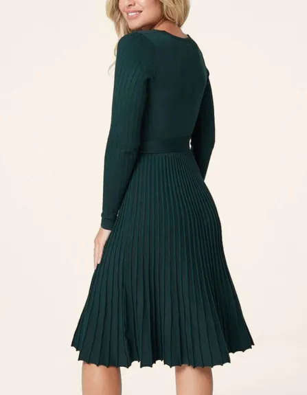 Annick - Adelina Dress Knit Pleated Skirt Crossover Top