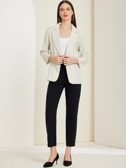 Allegra K - Solid Lapel Button Work Blazer