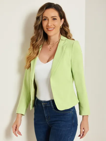 Allegra K- Open Front Casual Crop Suit Blazer Jacket