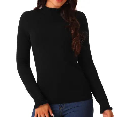 Allegra K - Slim Fit Mock Neck Sweater