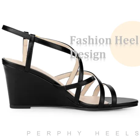 Allegra K- Strappy Slingback Wedges Heel Sandals