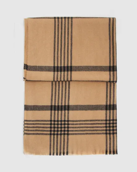 Panorama Check Scarf - Camel